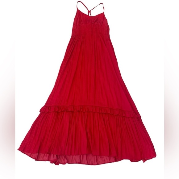 Anthropologie Maeve Aleda Satin Ruffle Maxi Dress - Picture 8 of 16